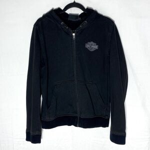 Harley-Davidson Black Zip Front Hoodie M